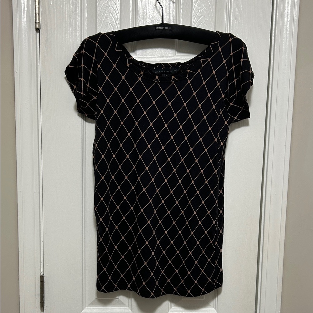 Marc By Marc Jacobs Black and White Diamond Pattern Mini Dress